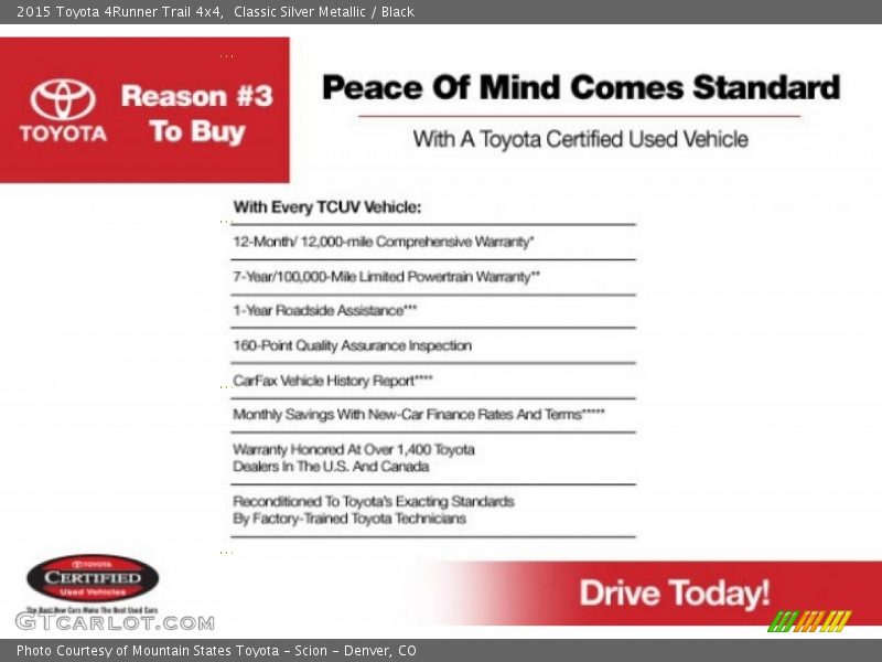 Classic Silver Metallic / Black 2015 Toyota 4Runner Trail 4x4