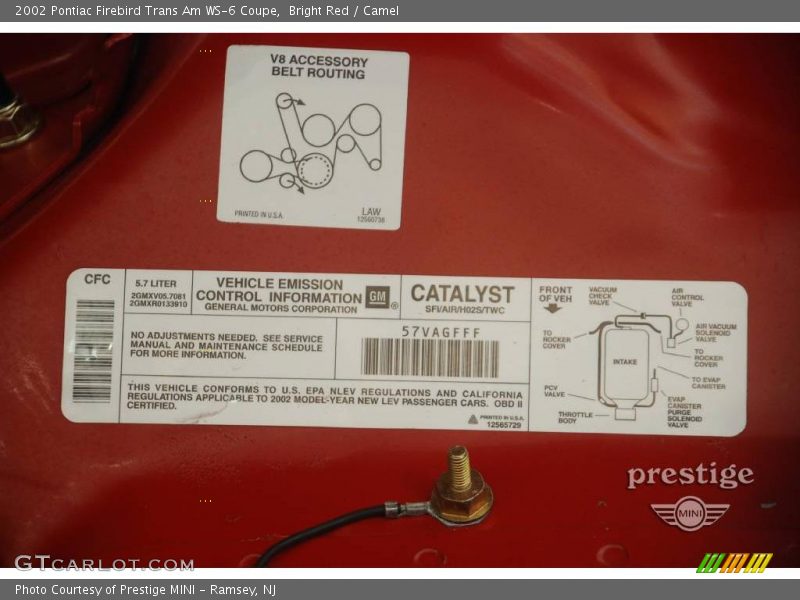 Bright Red / Camel 2002 Pontiac Firebird Trans Am WS-6 Coupe