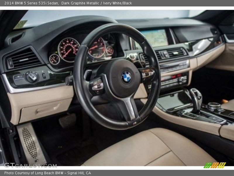 Dark Graphite Metallic / Ivory White/Black 2014 BMW 5 Series 535i Sedan