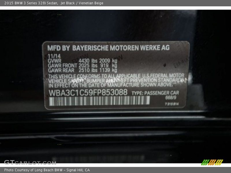 Jet Black / Venetian Beige 2015 BMW 3 Series 328i Sedan
