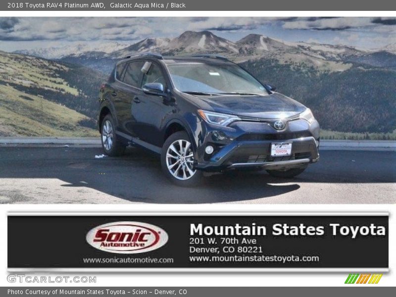 Galactic Aqua Mica / Black 2018 Toyota RAV4 Platinum AWD