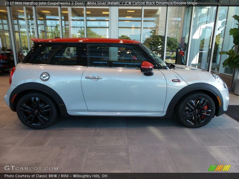 White Silver Metallic / JCW Carbon Black Dinamica/Double Stripe 2017 Mini Hardtop John Cooperworks 2 Door