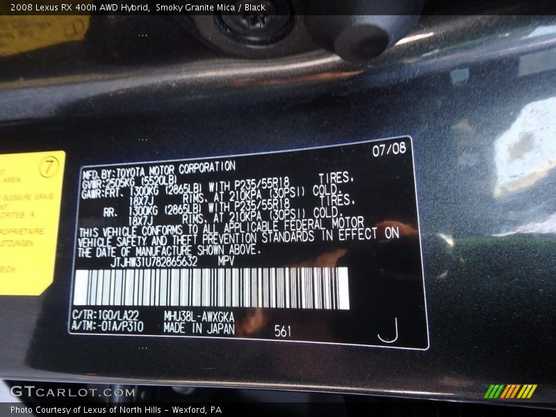 Smoky Granite Mica / Black 2008 Lexus RX 400h AWD Hybrid