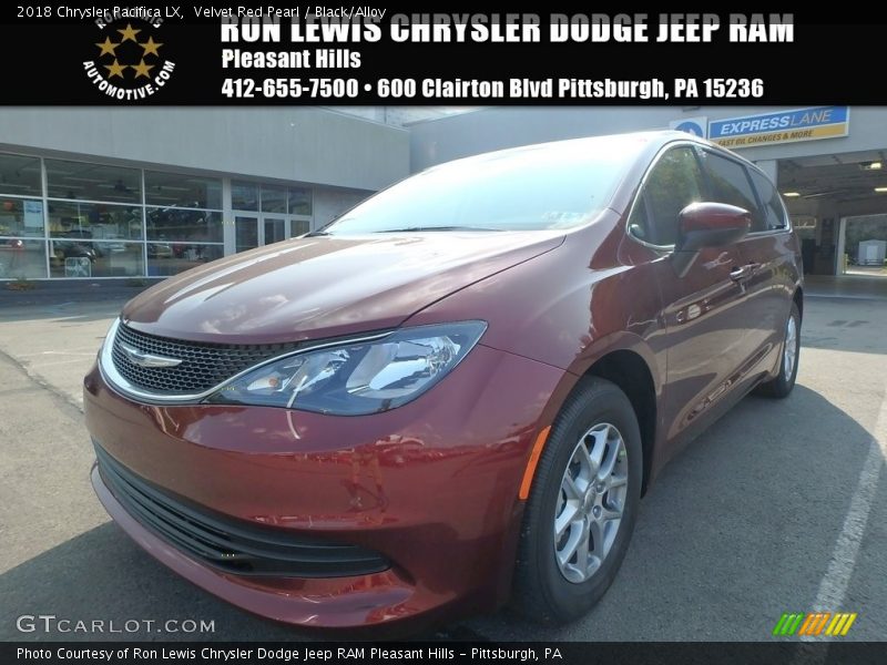 Velvet Red Pearl / Black/Alloy 2018 Chrysler Pacifica LX