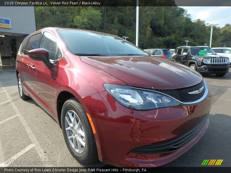 Velvet Red Pearl / Black/Alloy 2018 Chrysler Pacifica LX