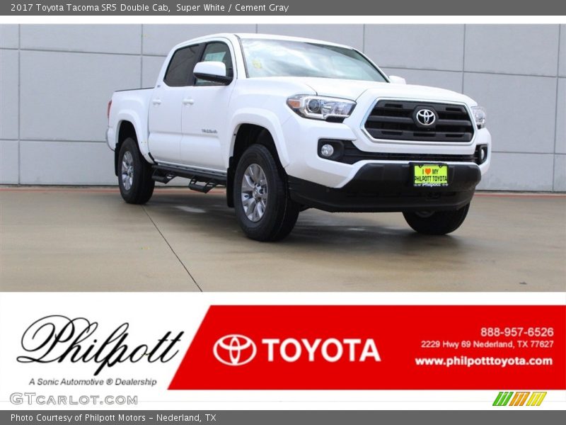 Super White / Cement Gray 2017 Toyota Tacoma SR5 Double Cab