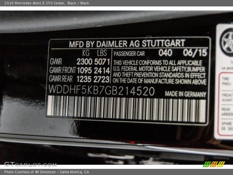 Black / Black 2016 Mercedes-Benz E 350 Sedan