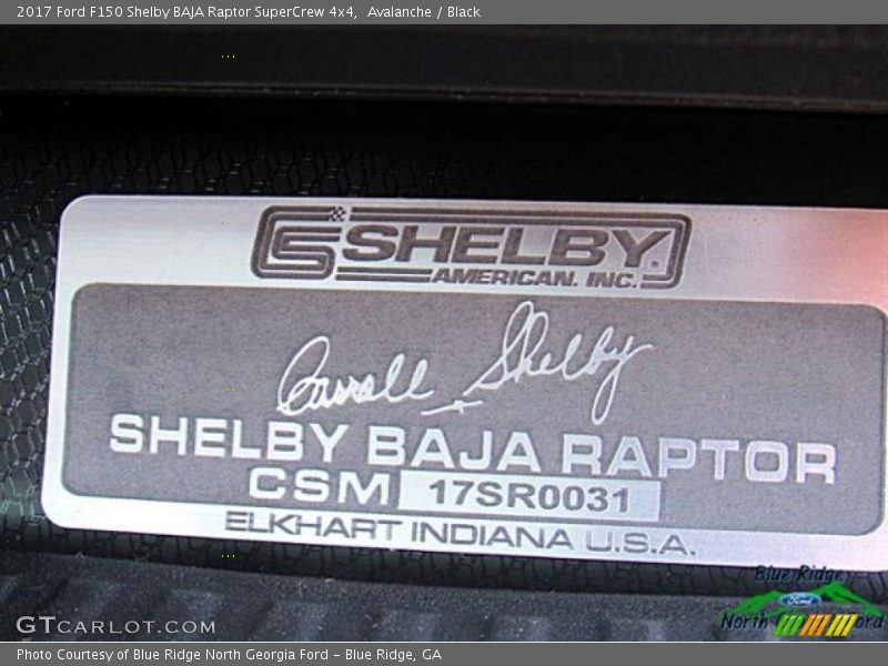 Avalanche / Black 2017 Ford F150 Shelby BAJA Raptor SuperCrew 4x4