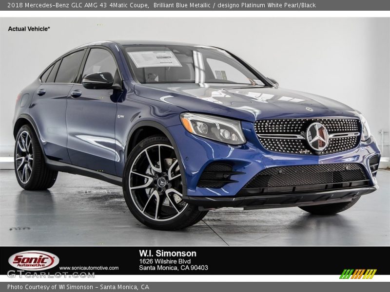 Brilliant Blue Metallic / designo Platinum White Pearl/Black 2018 Mercedes-Benz GLC AMG 43 4Matic Coupe