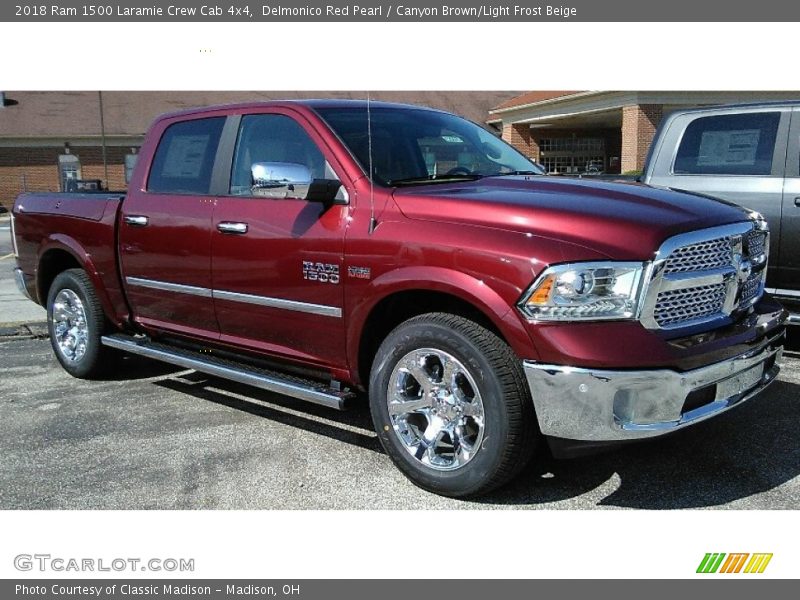 Delmonico Red Pearl / Canyon Brown/Light Frost Beige 2018 Ram 1500 Laramie Crew Cab 4x4