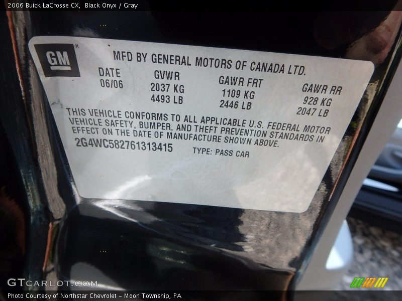 Black Onyx / Gray 2006 Buick LaCrosse CX