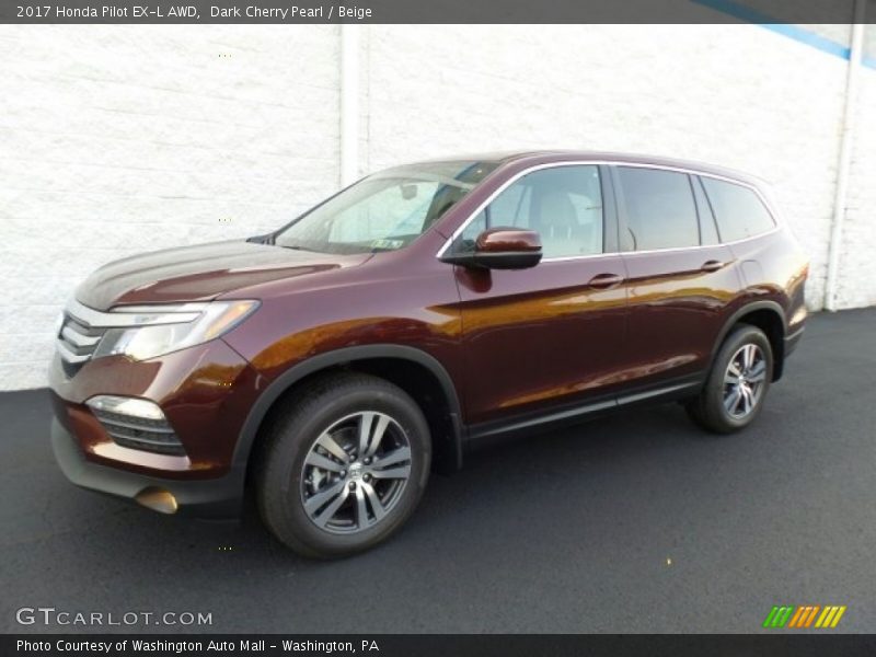Dark Cherry Pearl / Beige 2017 Honda Pilot EX-L AWD