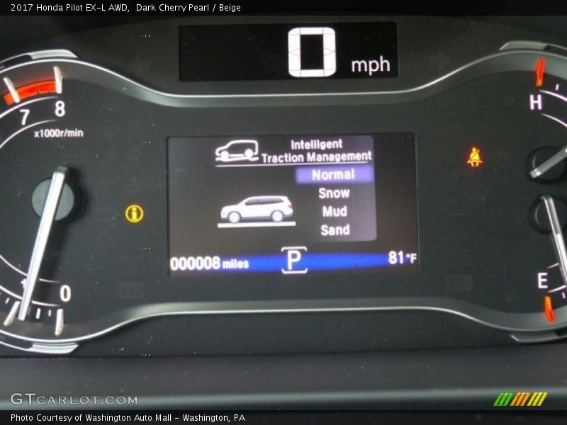 Dark Cherry Pearl / Beige 2017 Honda Pilot EX-L AWD