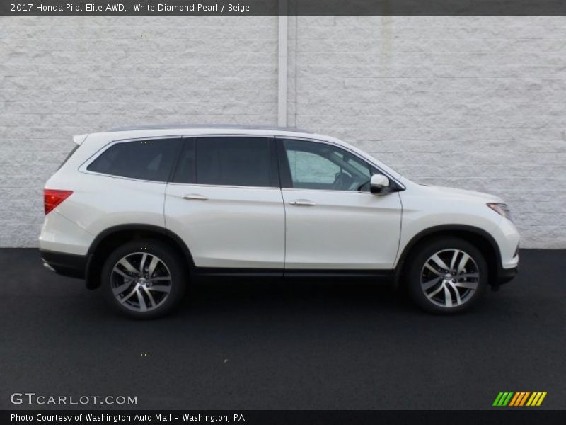 White Diamond Pearl / Beige 2017 Honda Pilot Elite AWD