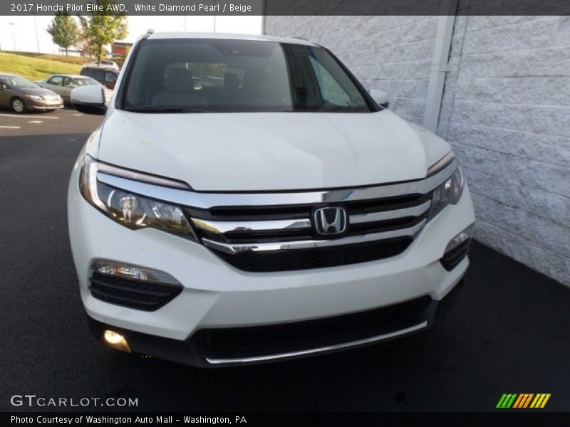 White Diamond Pearl / Beige 2017 Honda Pilot Elite AWD