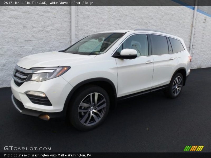 White Diamond Pearl / Beige 2017 Honda Pilot Elite AWD