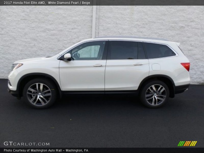 White Diamond Pearl / Beige 2017 Honda Pilot Elite AWD