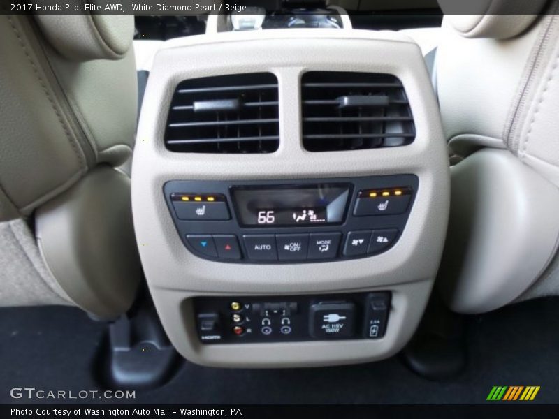 White Diamond Pearl / Beige 2017 Honda Pilot Elite AWD