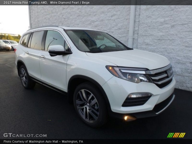 White Diamond Pearl / Beige 2017 Honda Pilot Touring AWD