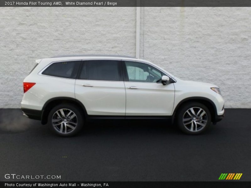 White Diamond Pearl / Beige 2017 Honda Pilot Touring AWD