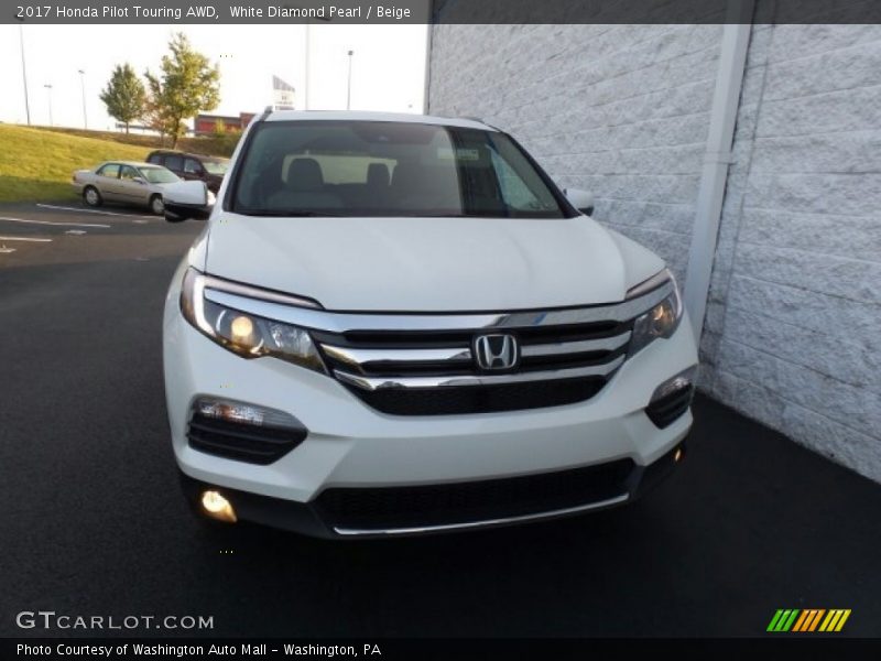 White Diamond Pearl / Beige 2017 Honda Pilot Touring AWD