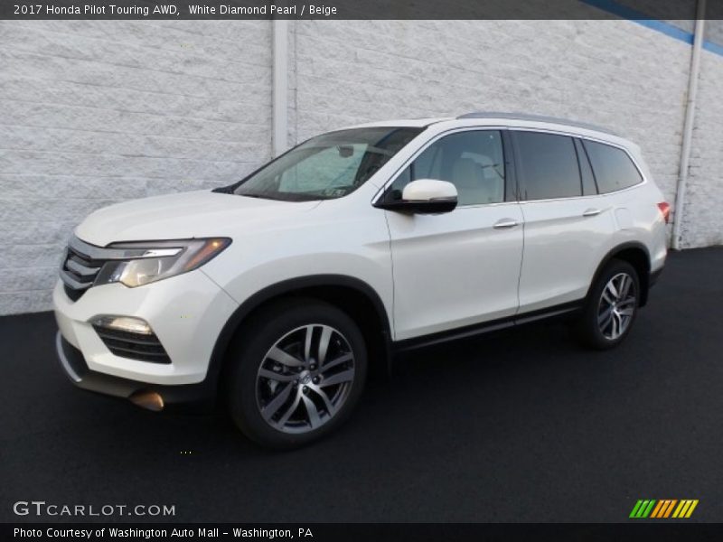 White Diamond Pearl / Beige 2017 Honda Pilot Touring AWD