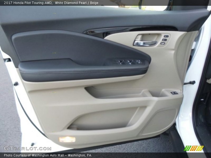 White Diamond Pearl / Beige 2017 Honda Pilot Touring AWD