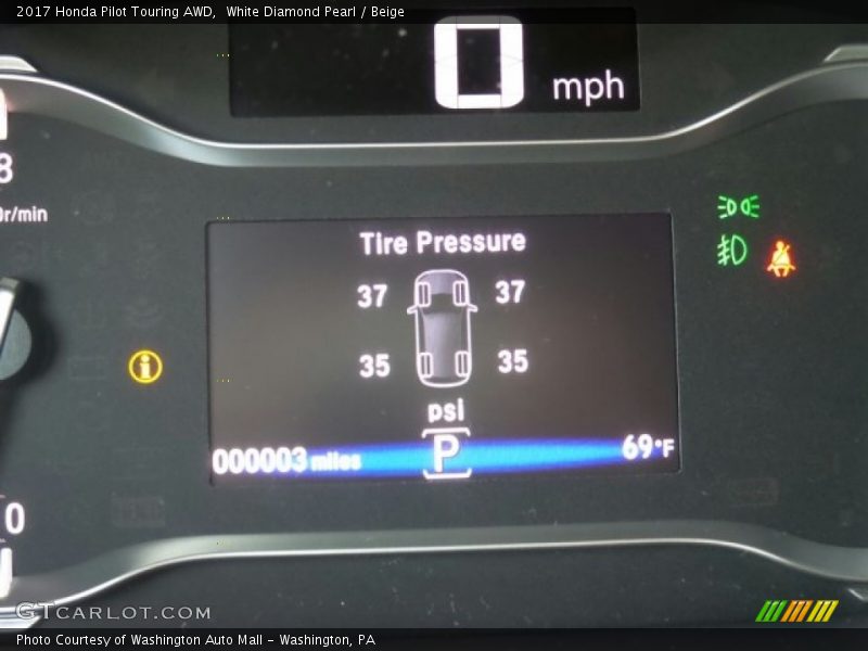 White Diamond Pearl / Beige 2017 Honda Pilot Touring AWD