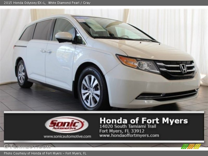 White Diamond Pearl / Gray 2015 Honda Odyssey EX-L