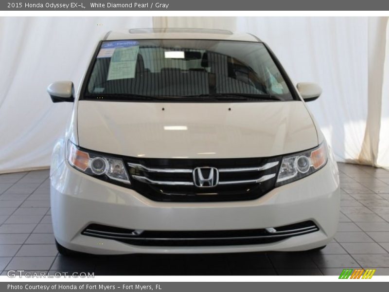 White Diamond Pearl / Gray 2015 Honda Odyssey EX-L