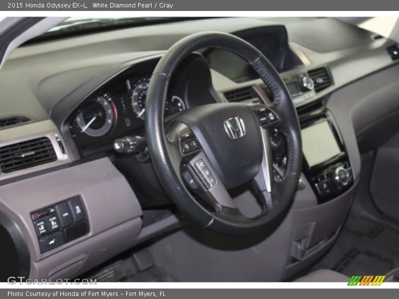 White Diamond Pearl / Gray 2015 Honda Odyssey EX-L