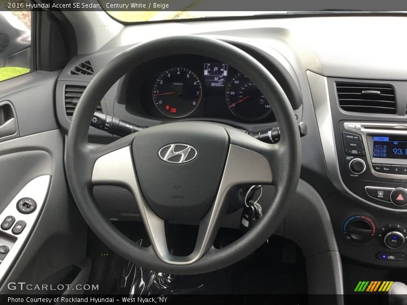 Century White / Beige 2016 Hyundai Accent SE Sedan