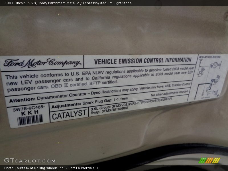 Ivory Parchment Metallic / Espresso/Medium Light Stone 2003 Lincoln LS V8