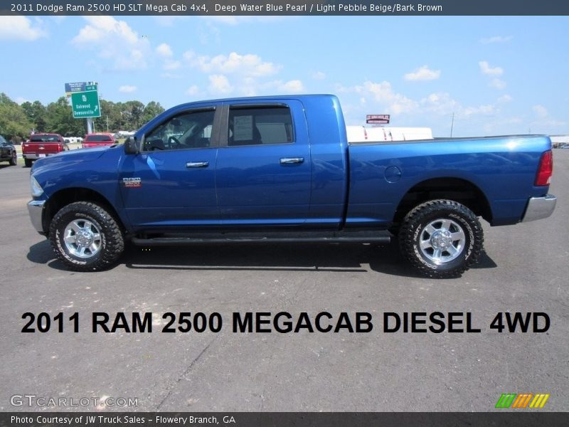 Deep Water Blue Pearl / Light Pebble Beige/Bark Brown 2011 Dodge Ram 2500 HD SLT Mega Cab 4x4