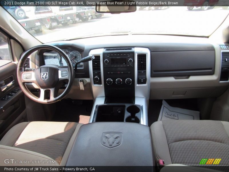 Deep Water Blue Pearl / Light Pebble Beige/Bark Brown 2011 Dodge Ram 2500 HD SLT Mega Cab 4x4