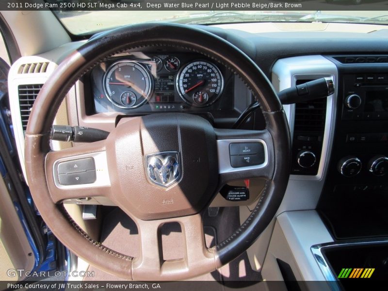 Deep Water Blue Pearl / Light Pebble Beige/Bark Brown 2011 Dodge Ram 2500 HD SLT Mega Cab 4x4