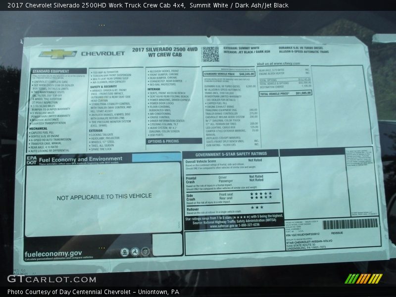 Summit White / Dark Ash/Jet Black 2017 Chevrolet Silverado 2500HD Work Truck Crew Cab 4x4