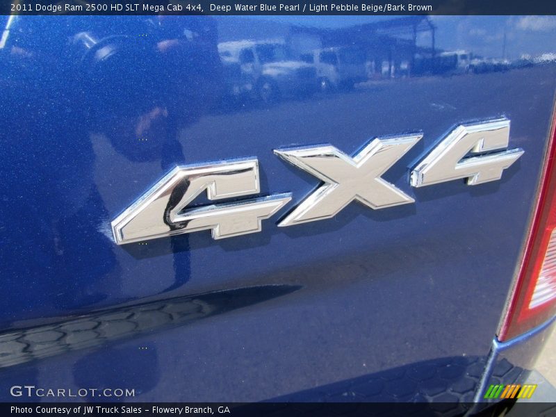 Deep Water Blue Pearl / Light Pebble Beige/Bark Brown 2011 Dodge Ram 2500 HD SLT Mega Cab 4x4