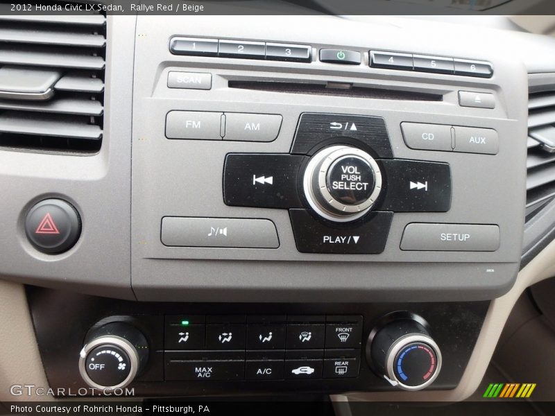 Rallye Red / Beige 2012 Honda Civic LX Sedan