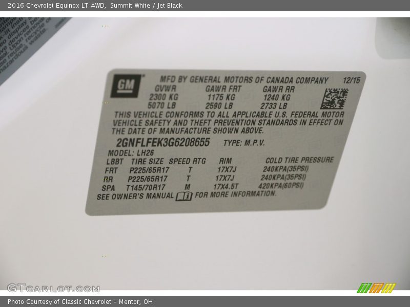 Summit White / Jet Black 2016 Chevrolet Equinox LT AWD