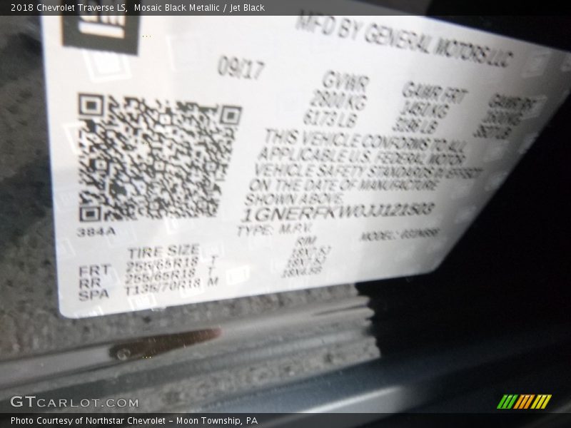 Mosaic Black Metallic / Jet Black 2018 Chevrolet Traverse LS