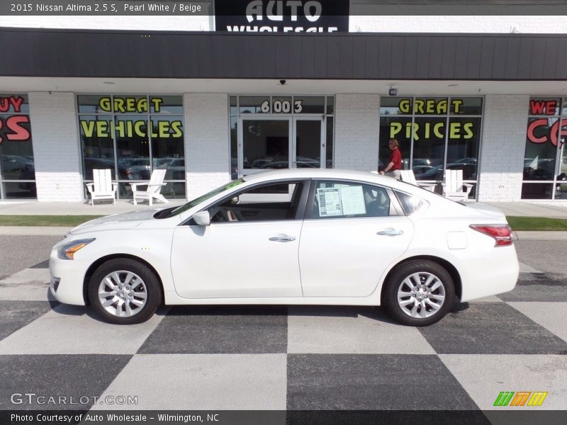 Pearl White / Beige 2015 Nissan Altima 2.5 S