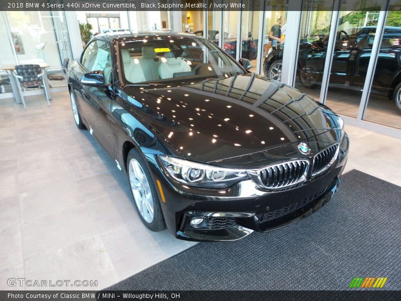 Black Sapphire Metallic / Ivory White 2018 BMW 4 Series 440i xDrive Convertible