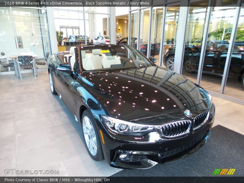 Black Sapphire Metallic / Ivory White 2018 BMW 4 Series 440i xDrive Convertible