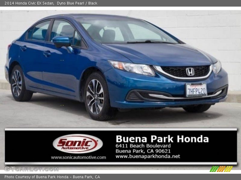 Dyno Blue Pearl / Black 2014 Honda Civic EX Sedan