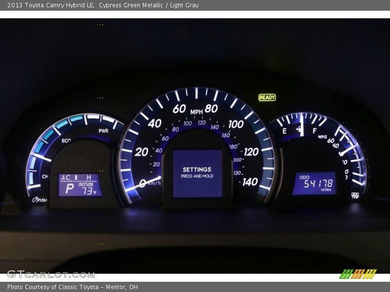 Cypress Green Metallic / Light Gray 2013 Toyota Camry Hybrid LE