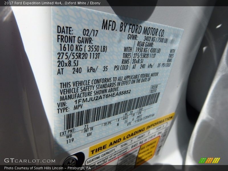 Oxford White / Ebony 2017 Ford Expedition Limited 4x4