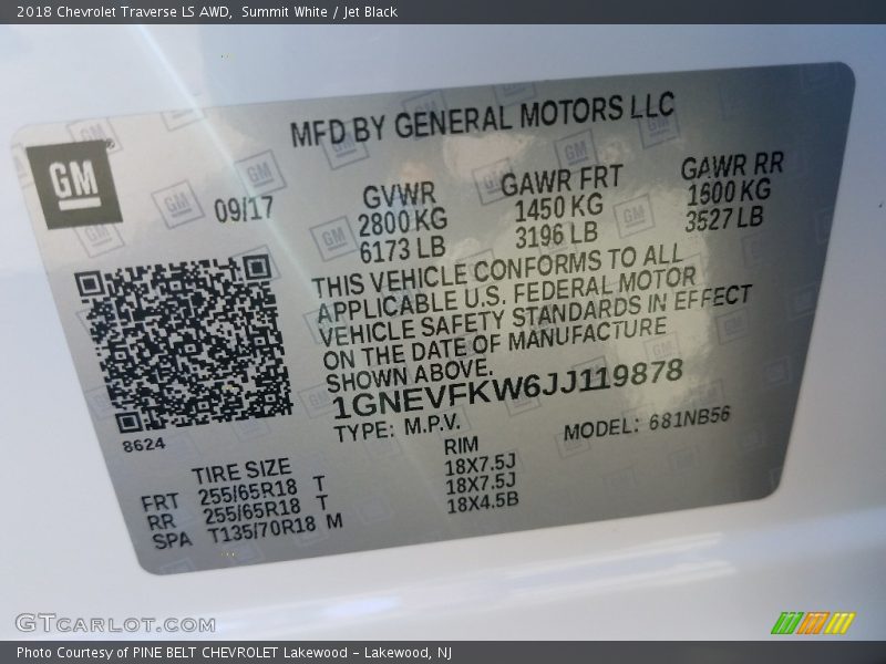Summit White / Jet Black 2018 Chevrolet Traverse LS AWD