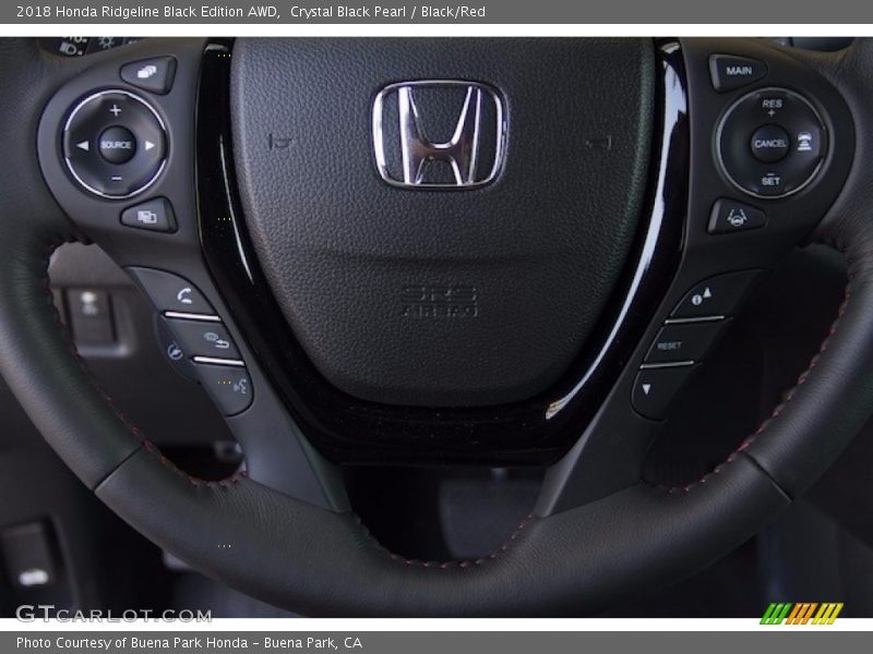 Crystal Black Pearl / Black/Red 2018 Honda Ridgeline Black Edition AWD