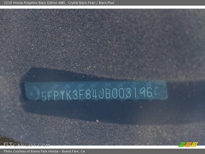 Crystal Black Pearl / Black/Red 2018 Honda Ridgeline Black Edition AWD